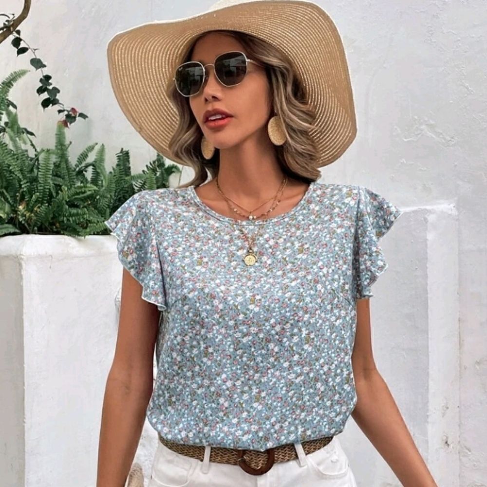 3 for 26 - Floral Print Butterfly Sleeve Blouse
